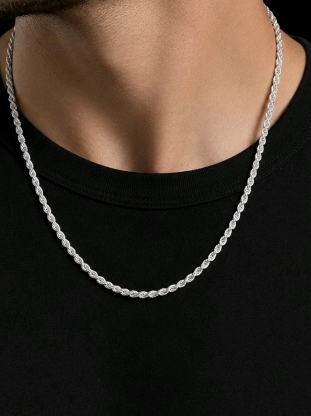925 Sterling Rope Chain Necklace - Silver